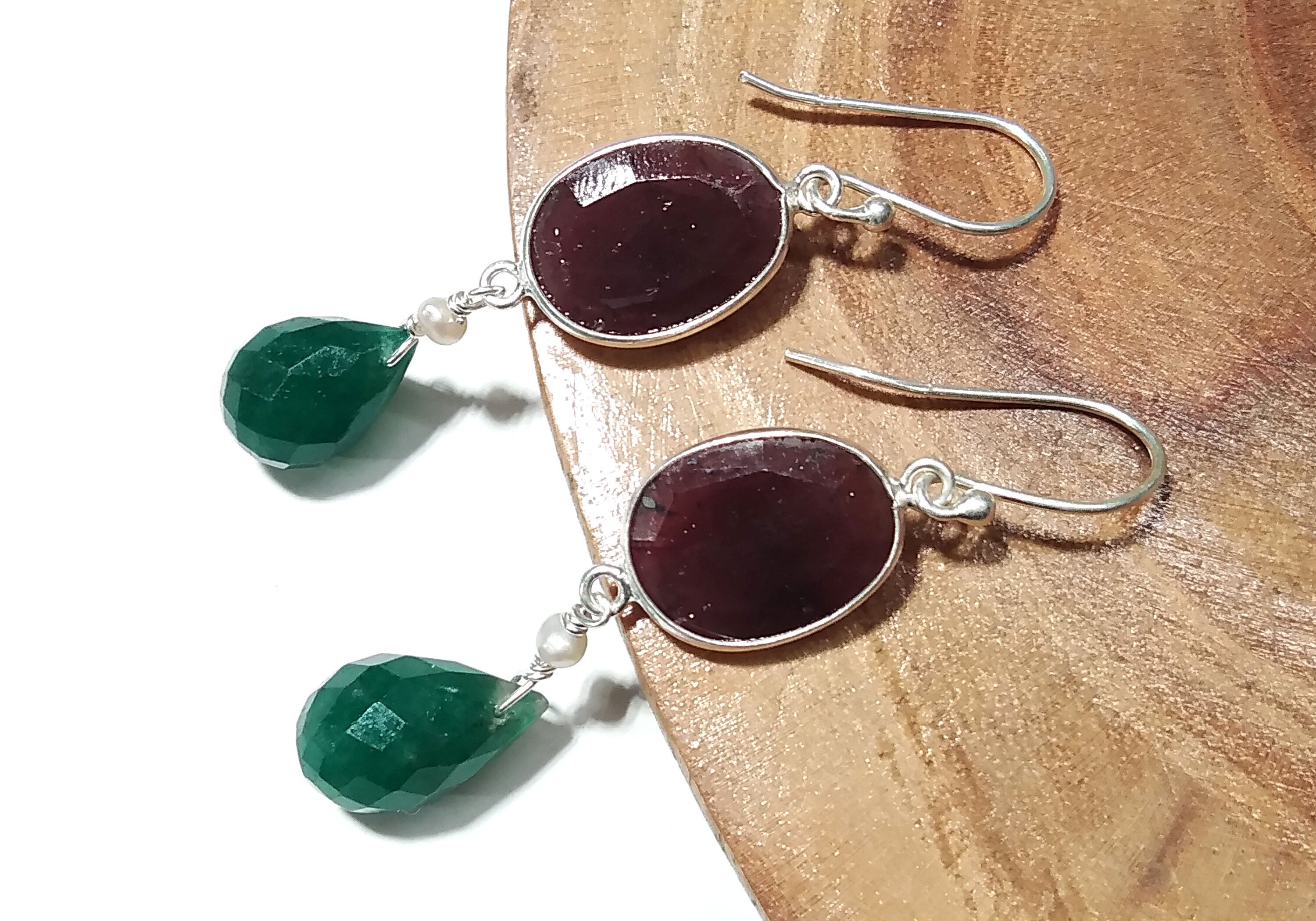 Beautiful Green Onyx & Smoky Quartz Gemstone Earring, Natural Gemstone Faceted With 925 Starling Silver Earring, Handmade Bezel Earring.